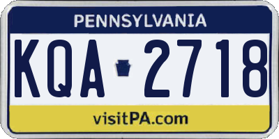PA license plate KQA2718