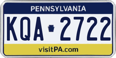 PA license plate KQA2722