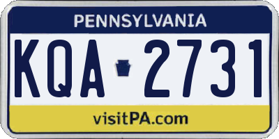 PA license plate KQA2731