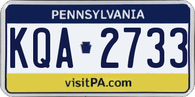 PA license plate KQA2733