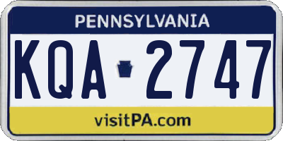 PA license plate KQA2747