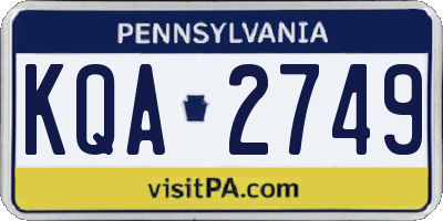 PA license plate KQA2749