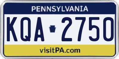 PA license plate KQA2750