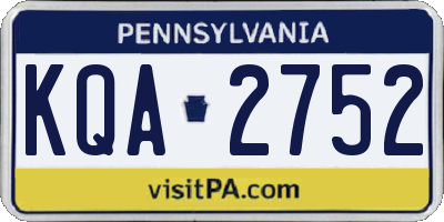 PA license plate KQA2752