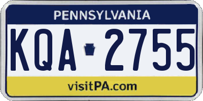 PA license plate KQA2755