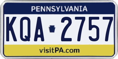 PA license plate KQA2757