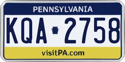 PA license plate KQA2758