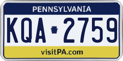 PA license plate KQA2759