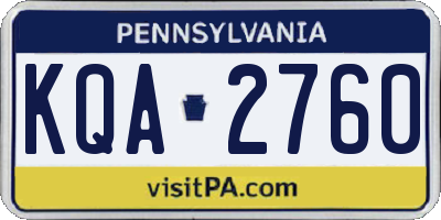PA license plate KQA2760