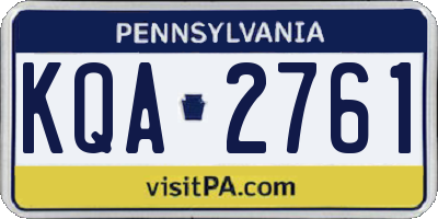 PA license plate KQA2761