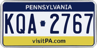 PA license plate KQA2767