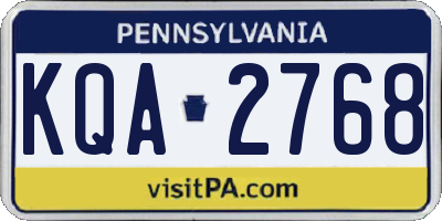 PA license plate KQA2768