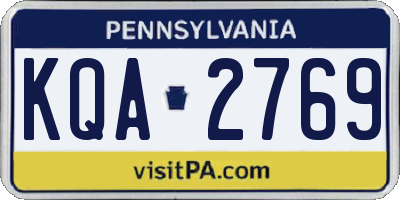 PA license plate KQA2769