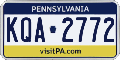 PA license plate KQA2772