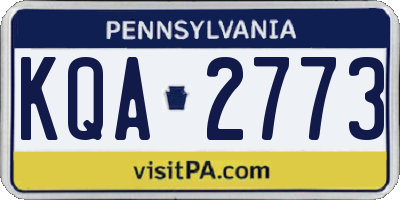 PA license plate KQA2773
