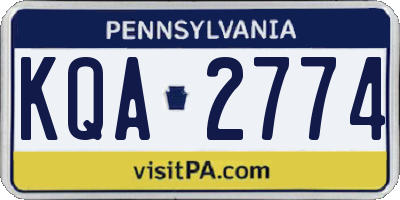 PA license plate KQA2774