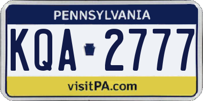 PA license plate KQA2777