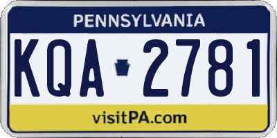 PA license plate KQA2781