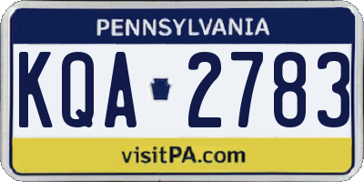 PA license plate KQA2783