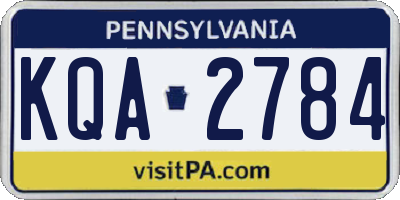 PA license plate KQA2784
