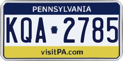PA license plate KQA2785