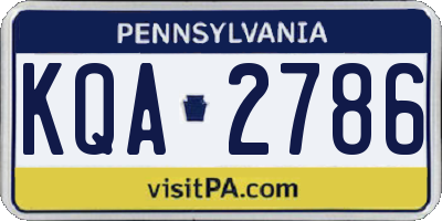 PA license plate KQA2786
