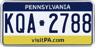PA license plate KQA2788