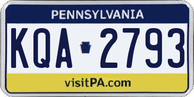 PA license plate KQA2793