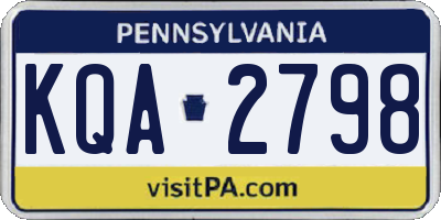 PA license plate KQA2798