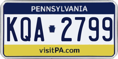 PA license plate KQA2799