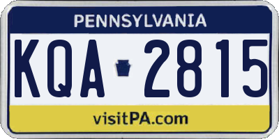 PA license plate KQA2815