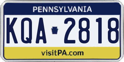 PA license plate KQA2818