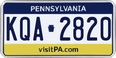 PA license plate KQA2820