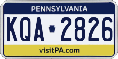 PA license plate KQA2826