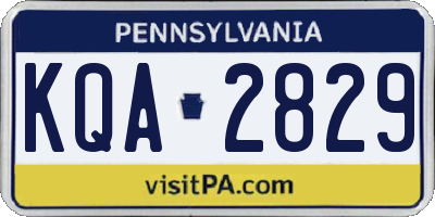 PA license plate KQA2829