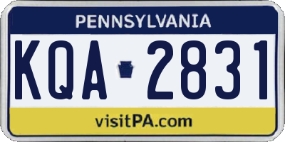 PA license plate KQA2831