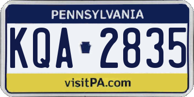 PA license plate KQA2835