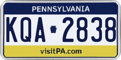 PA license plate KQA2838