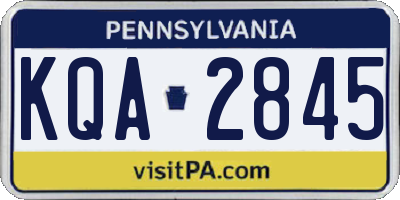 PA license plate KQA2845