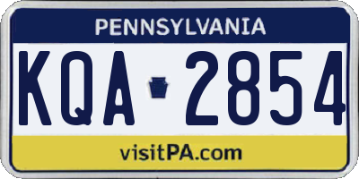 PA license plate KQA2854