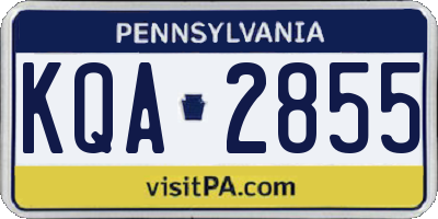 PA license plate KQA2855