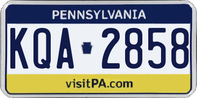 PA license plate KQA2858