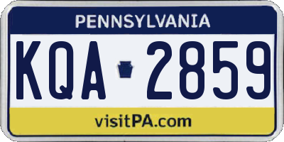PA license plate KQA2859