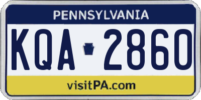 PA license plate KQA2860