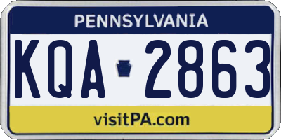 PA license plate KQA2863