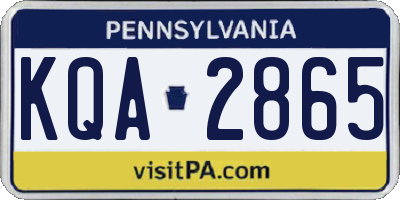 PA license plate KQA2865