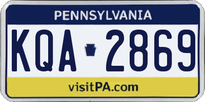 PA license plate KQA2869