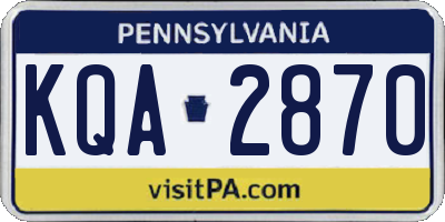 PA license plate KQA2870