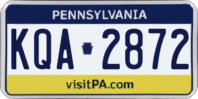 PA license plate KQA2872