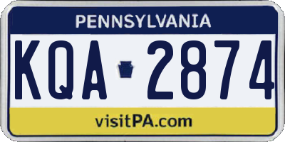 PA license plate KQA2874